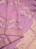 Dupion fancy saree light purple allover weaves & zari border with zari pallu and contrast blouse