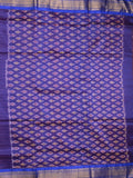 Ikkat pattu saree orange color allover weaves & zari border with contrast pallu and contrast blouse