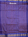 Ikkat pattu saree orange color allover weaves & zari border with contrast pallu and contrast blouse