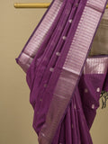 Chanderi fancy saree with allover zari motifs & zari border with zari pallu and attached self blouse