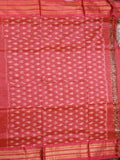 Ikkat pattu saree grey color allover weaves & zari border with contrast pallu and contrast blouse