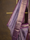 Kanchi pattu saree light purple color allover zari weaves & zari border with rich pallu and contrast plain blouse