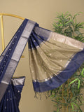 Chanderi fancy saree with allover zari motifs & zari border with zari pallu and attached self blouse