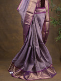 Kanchi pattu saree light purple color allover zari weaves & zari border with rich pallu and contrast plain blouse