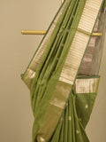 Chanderi fancy saree with allover zari motifs & zari border with zari pallu and attached self blouse