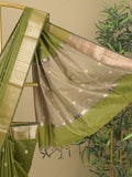 Chanderi fancy saree with allover zari motifs & zari border with zari pallu and attached self blouse