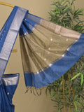Chanderi fancy saree with allover zari motifs & zari border with zari pallu and attached self blouse