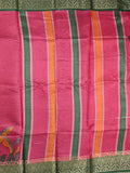 Dola silk fancy saree dark pink color allover prints & zari border with printed pallu and plain blouse