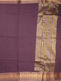Chanderi fancy saree dark wine color allover plain & zari border with zari pallu and tissue blouse