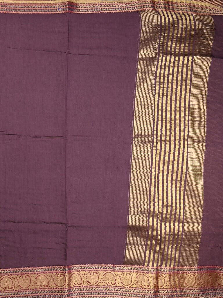 Chanderi fancy saree dark wine color allover plain & zari border with zari pallu and tissue blouse