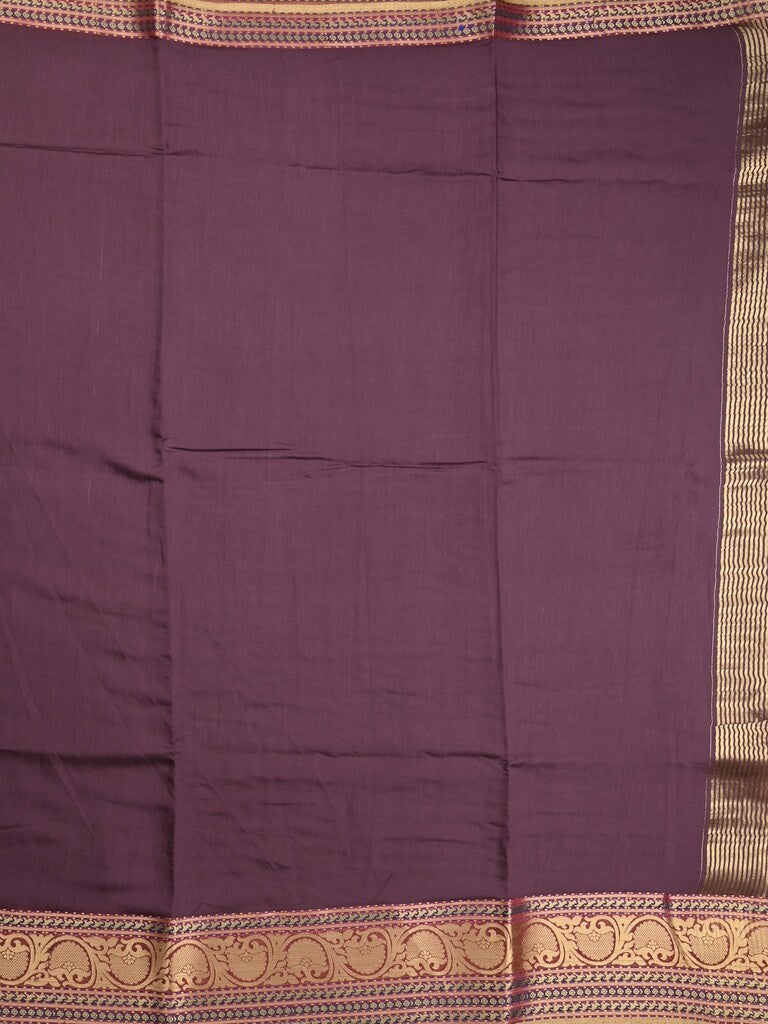 Chanderi fancy saree dark wine color allover plain & zari border with zari pallu and tissue blouse