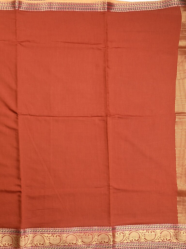Chanderi fancy saree orange color allover plain & zari border with zari pallu and tissue blouse