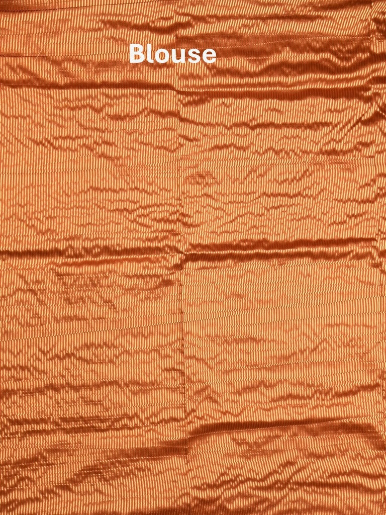 Chanderi fancy saree orange color allover plain & zari border with zari pallu and tissue blouse