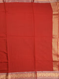 Chanderi fancy saree red color allover plain & zari border with zari pallu and tissue blouse