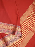 Chanderi fancy saree red color allover plain & zari border with zari pallu and tissue blouse