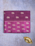 Raw mango fancy saree wine color allover zari motifs & zari border with brocade pallu and contrast plain blouse