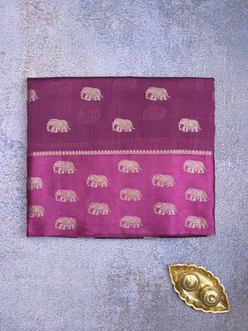 Raw mango fancy saree wine color allover zari motifs & zari border with brocade pallu and contrast plain blouse