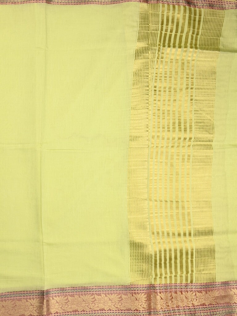 Chanderi fancy saree light pista green color allover plain & zari border with zari pallu and tissue blouse