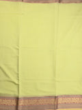 Chanderi fancy saree light pista green color allover plain & zari border with zari pallu and tissue blouse