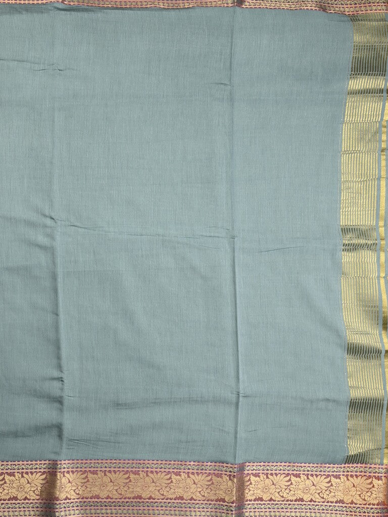Chanderi fancy saree light blue color allover plain & zari border with zari pallu and tissue blouse