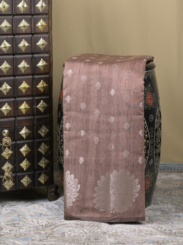 Mangalagiri fancy saree snuff color allover zari motifs & zari border with brocade pallu and brocade blouse