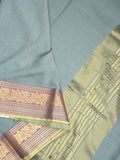 Chanderi fancy saree light blue color allover plain & zari border with zari pallu and tissue blouse