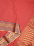 Chanderi fancy saree coral pink color allover plain & zari border with zari pallu and tissue blouse