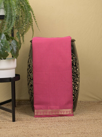 Crape fancy saree for women | pink| allover checks | zari border | party wear