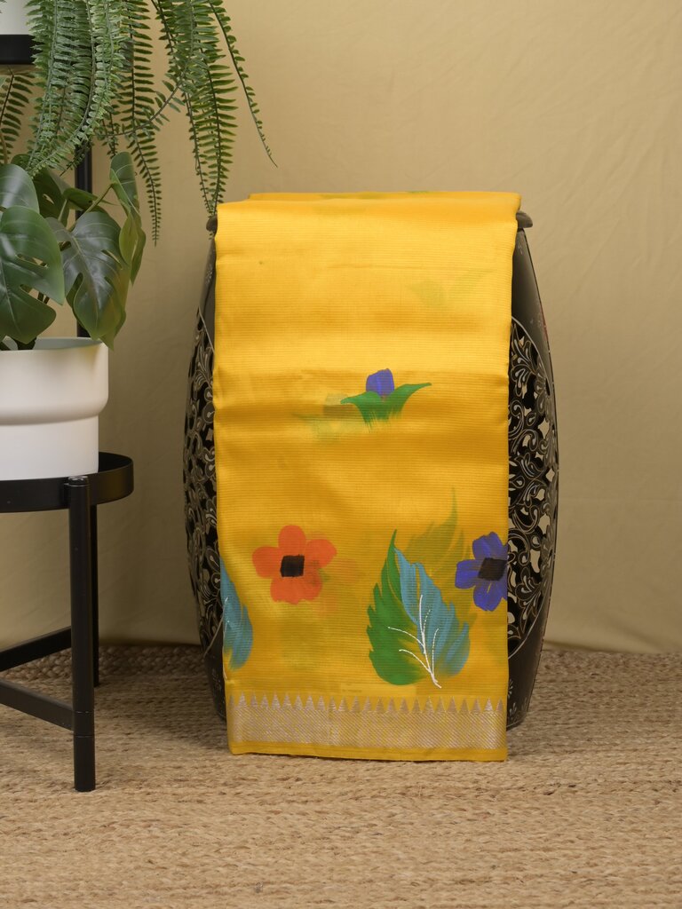 Mangalagiri fancy saree for women | black | printed | zari border | party wear