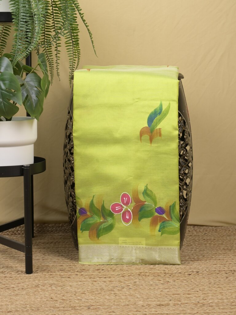Mangalagiri fancy saree for women | black | printed | zari border | party wear