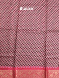 Dola silk fancy saree brown color allover stripes & zari border with printed pallu and printed blouse
