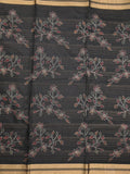 Dola silk fancy saree black color allover prints & zari border with printed pallu and plain blouse