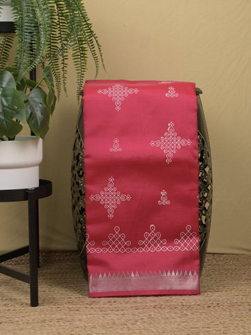 Mangalagiri fancy saree for women | pink | printed | zari border | party wear