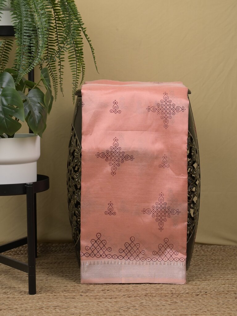Mangalagiri fancy saree for women | pink | printed | zari border | party wear