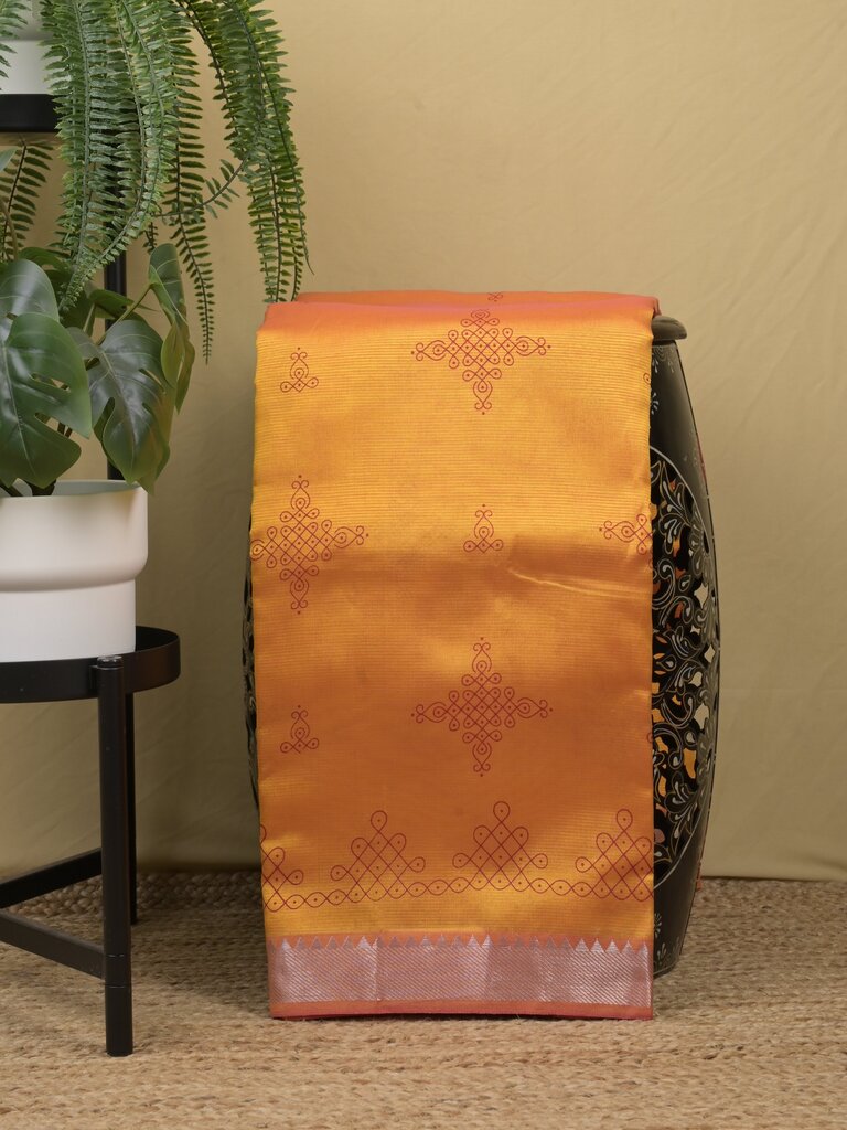 Mangalagiri fancy saree for women | pink | printed | zari border | party wear