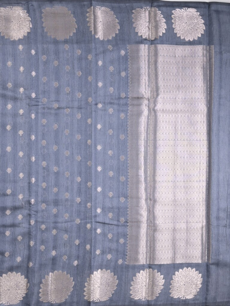 Mangalagiri fancy saree bluish grey color allover zari motifs & zari border with brocade pallu and brocade blouse