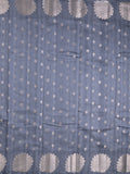Mangalagiri fancy saree bluish grey color allover zari motifs & zari border with brocade pallu and brocade blouse