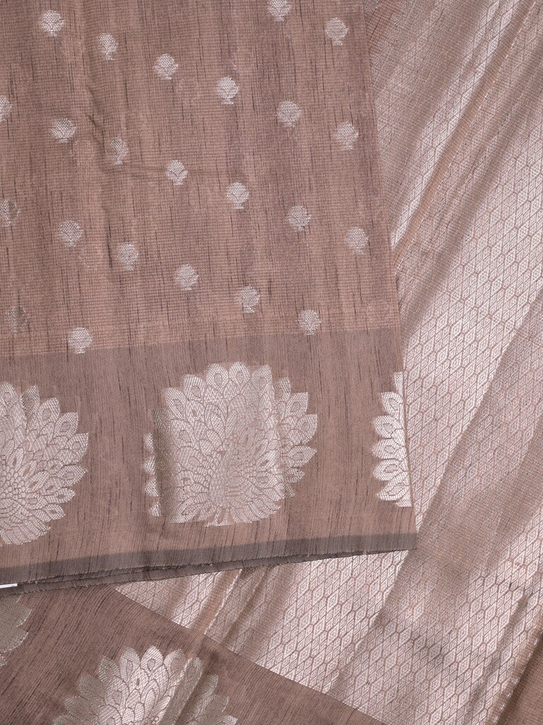 Mangalagiri fancy saree snuff color allover zari motifs & zari border with brocade pallu and brocade blouse