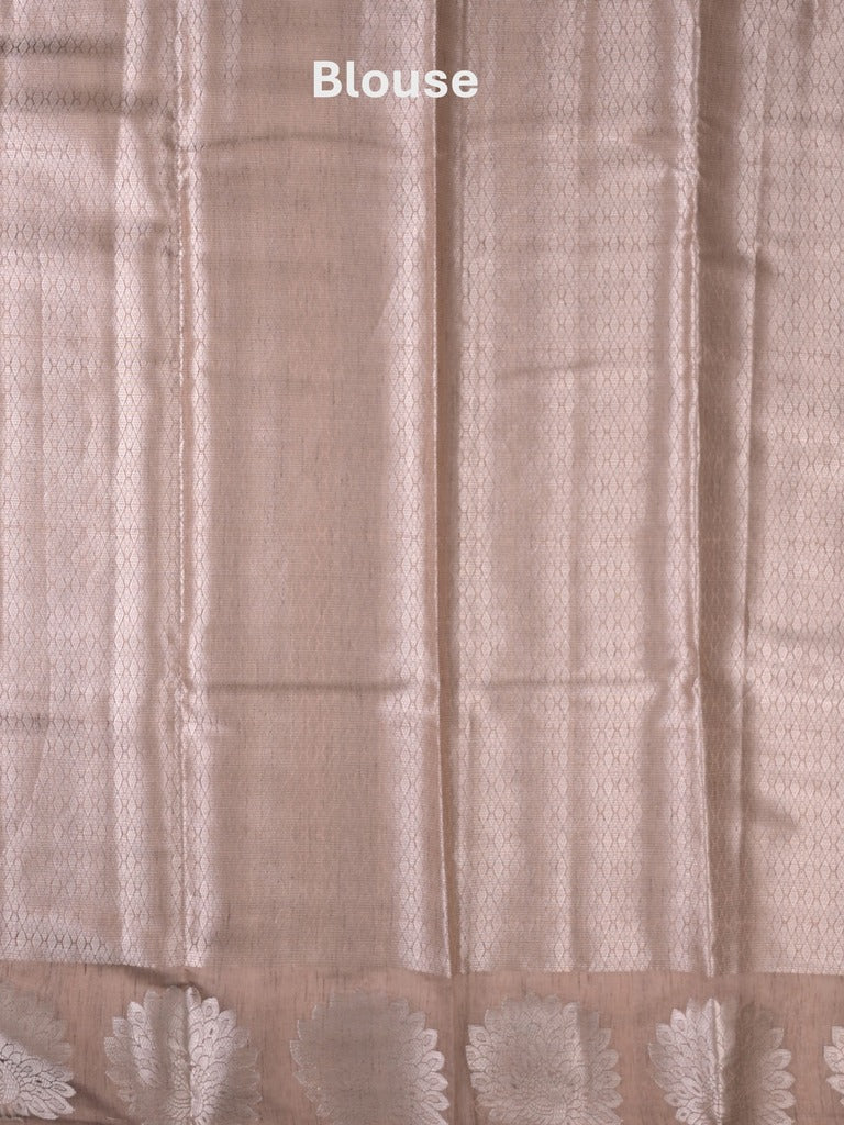 Mangalagiri fancy saree snuff color allover zari motifs & zari border with brocade pallu and brocade blouse