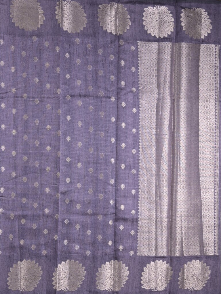 Mangalagiri fancy saree bluish grey color allover zari motifs & zari border with brocade pallu and brocade blouse