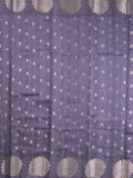 Mangalagiri fancy saree bluish grey color allover zari motifs & zari border with brocade pallu and brocade blouse