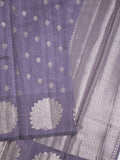 Mangalagiri fancy saree bluish grey color allover zari motifs & zari border with brocade pallu and brocade blouse