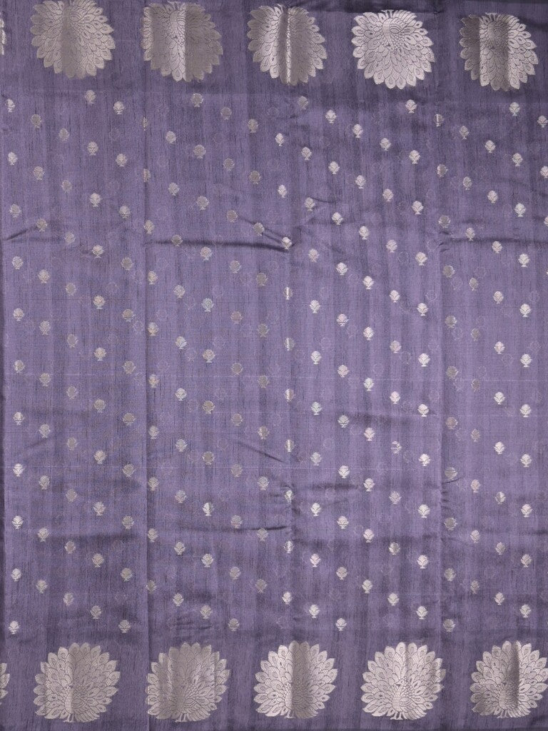 Mangalagiri fancy saree bluish grey color allover zari motifs & zari border with brocade pallu and brocade blouse