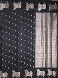 Mangalagiri fancy saree black color allover zari motifs & zari border with brocade pallu and brocade blouse