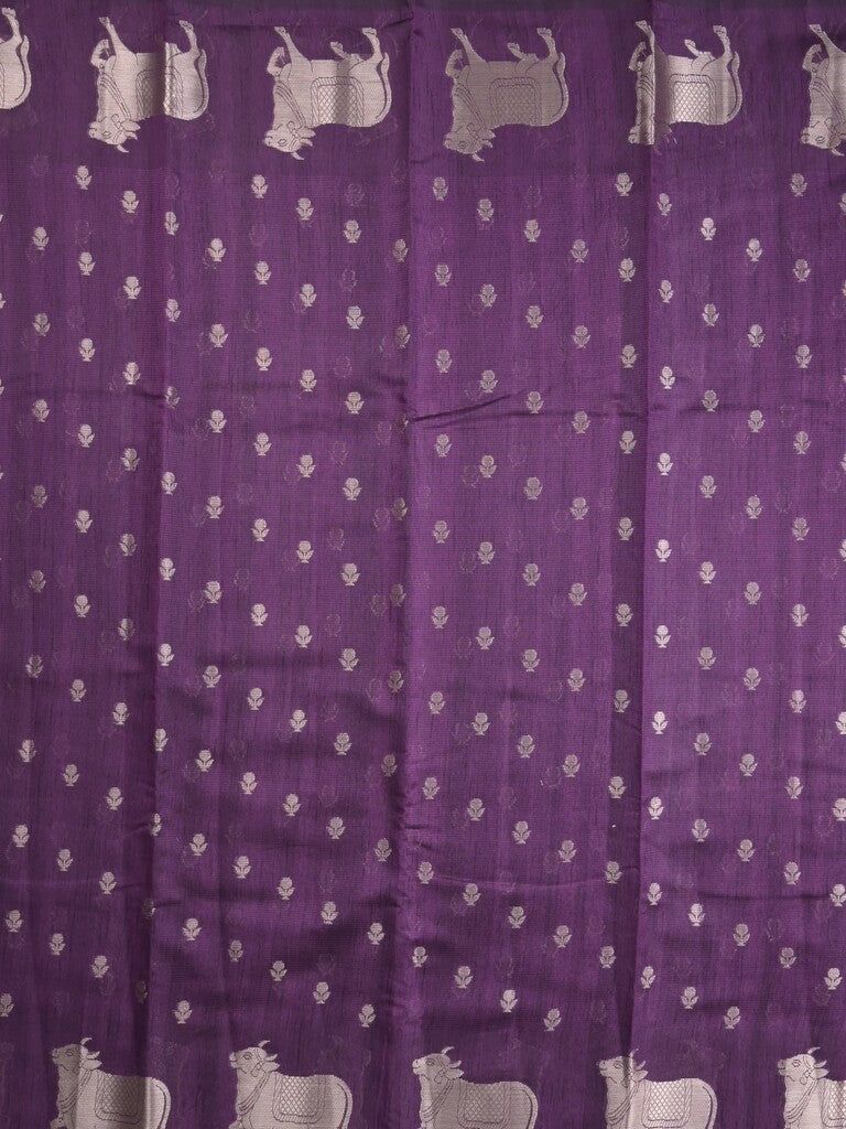 Mangalagiri fancy saree dark purple color allover zari motifs & zari border with brocade pallu and brocade blouse