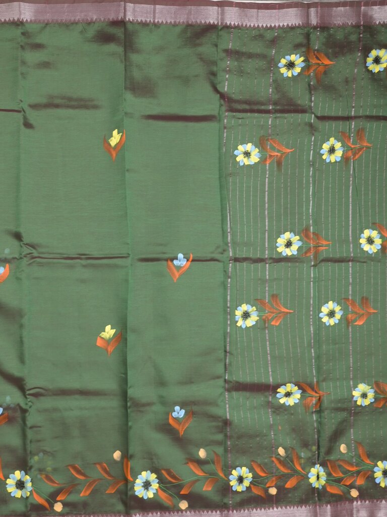 Mangalagiri fancy saree for women | black | printed | zari border | party wear