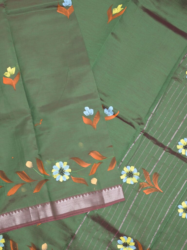 Mangalagiri fancy saree for women | black | printed | zari border | party wear