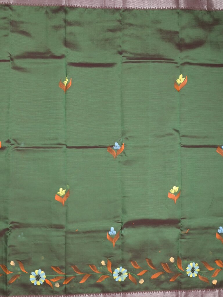 Mangalagiri fancy saree for women | black | printed | zari border | party wear