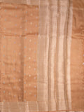 Organza tissue fancy saree peach color allover zari weaves & zari border with brocade pallu and attached brocade blouse