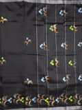 Mangalagiri fancy saree for women | black | printed | zari border | party wear
